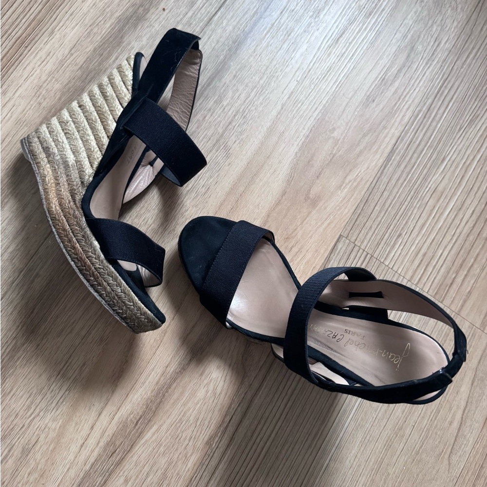 JEAN-MICHEL CAZABAT 
Black Wedge Sandals